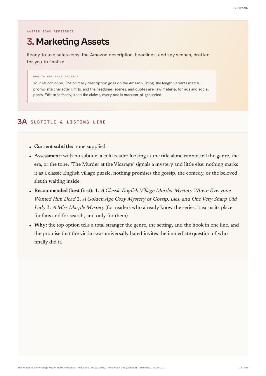 A report page showing the finished Amazon sales description